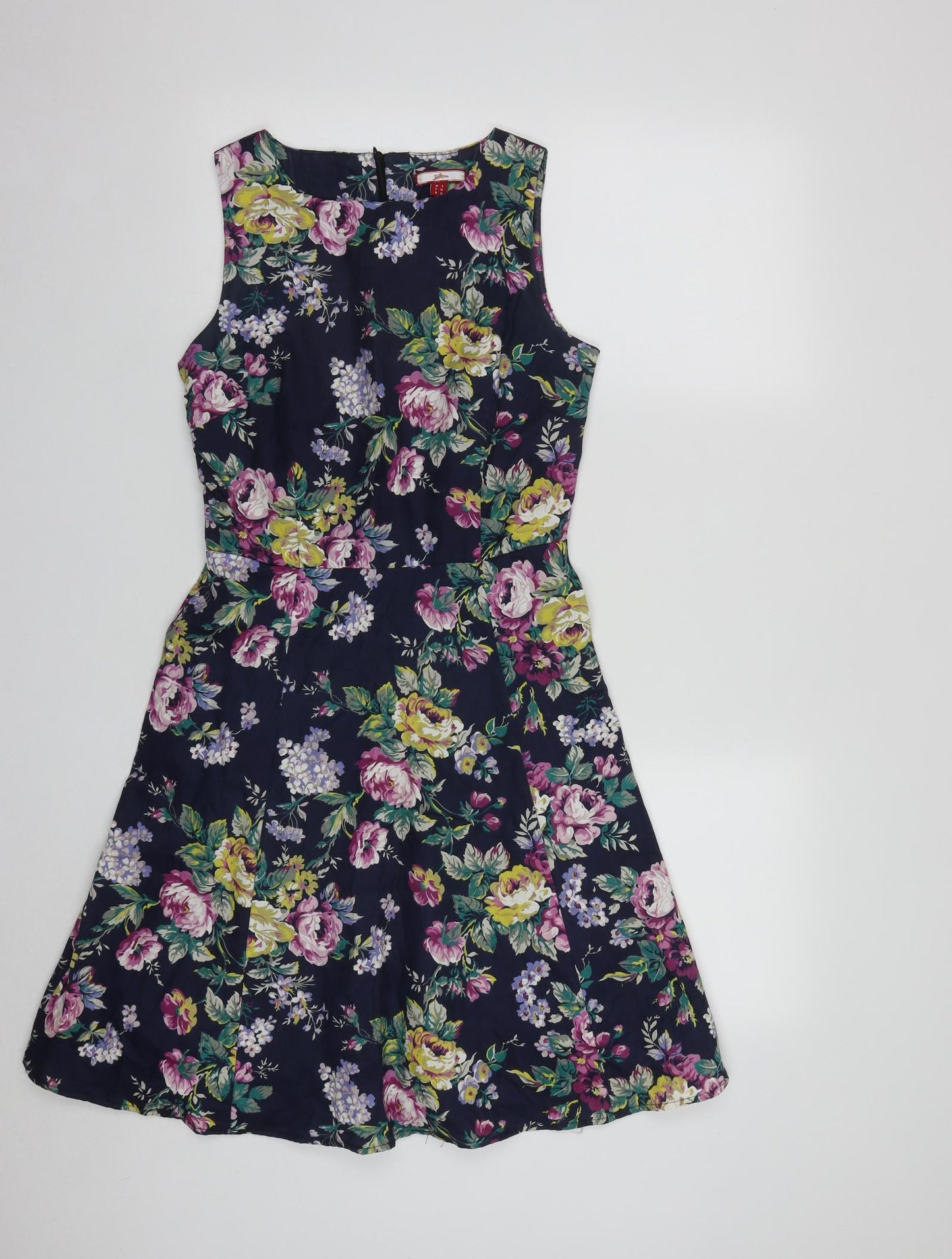 Joe Browns Womens Multicoloured Floral Cotton Fit & Flare  Size 8  Round Neck Zip