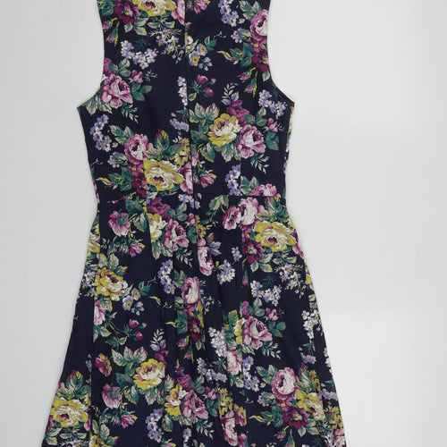 Joe Browns Womens Multicoloured Floral Cotton Fit & Flare  Size 8  Round Neck Zip