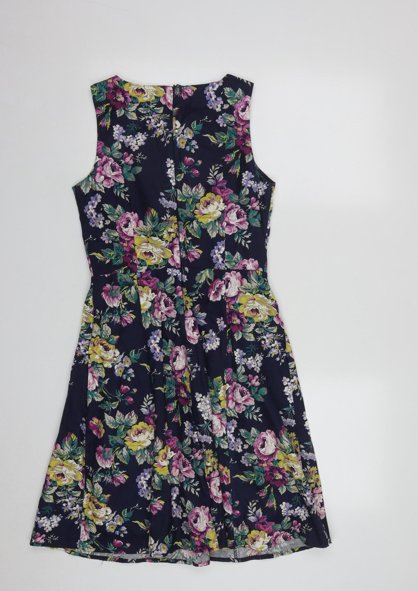 Joe Browns Womens Multicoloured Floral Cotton Fit & Flare  Size 8  Round Neck Zip