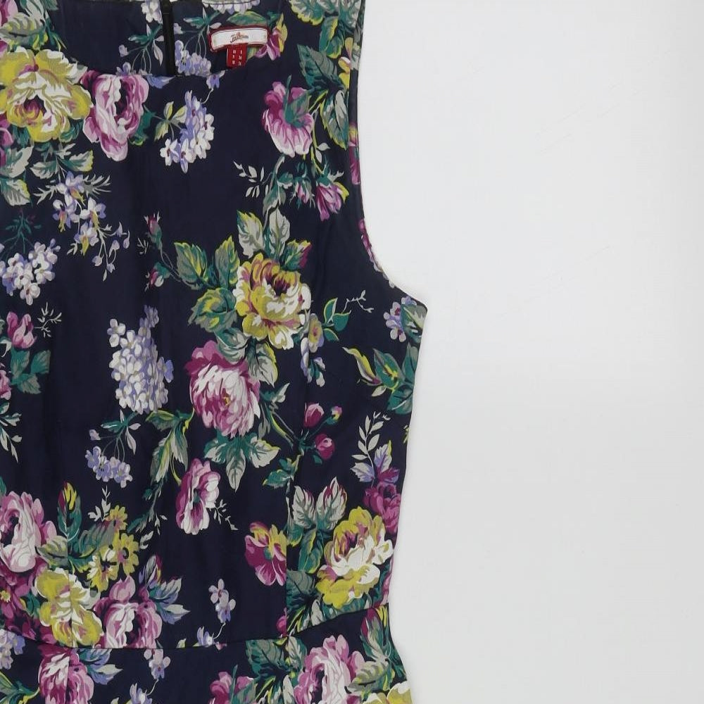 Joe Browns Womens Multicoloured Floral Cotton Fit & Flare  Size 8  Round Neck Zip