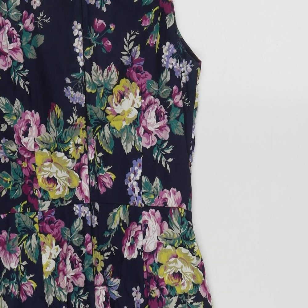 Joe Browns Womens Multicoloured Floral Cotton Fit & Flare  Size 8  Round Neck Zip