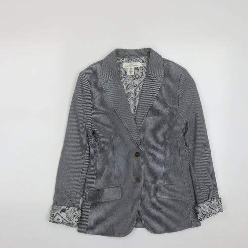 H&M Womens Black Striped  Jacket  Size 6  Button