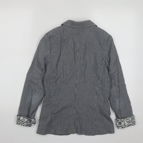 H&M Womens Black Striped  Jacket  Size 6  Button