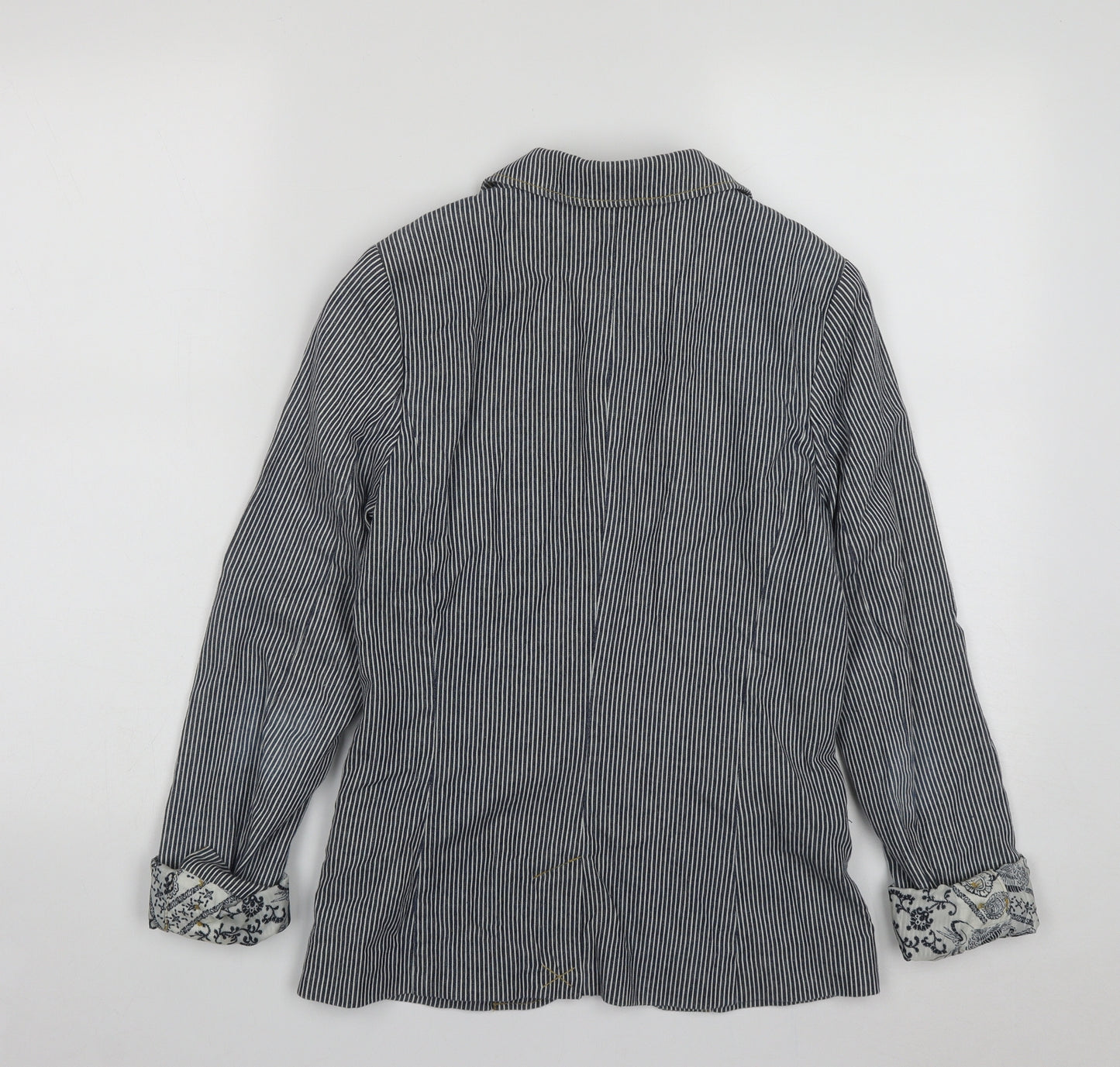 H&M Womens Black Striped  Jacket  Size 6  Button