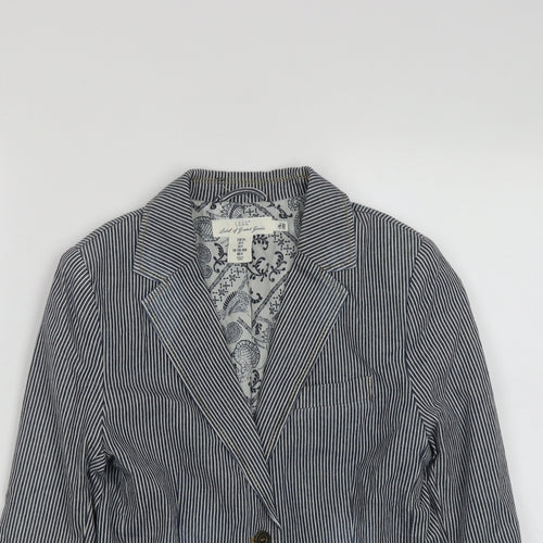 H&M Womens Black Striped  Jacket  Size 6  Button
