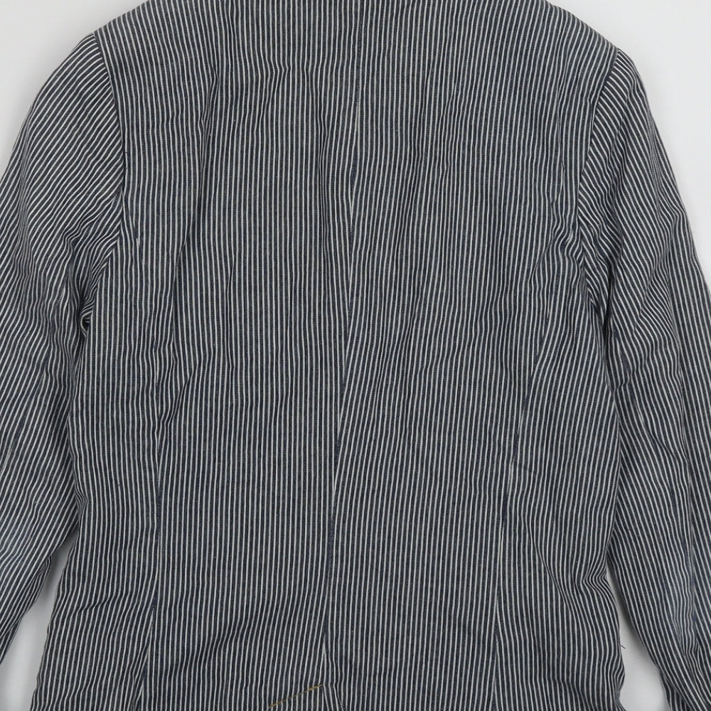 H&M Womens Black Striped  Jacket  Size 6  Button