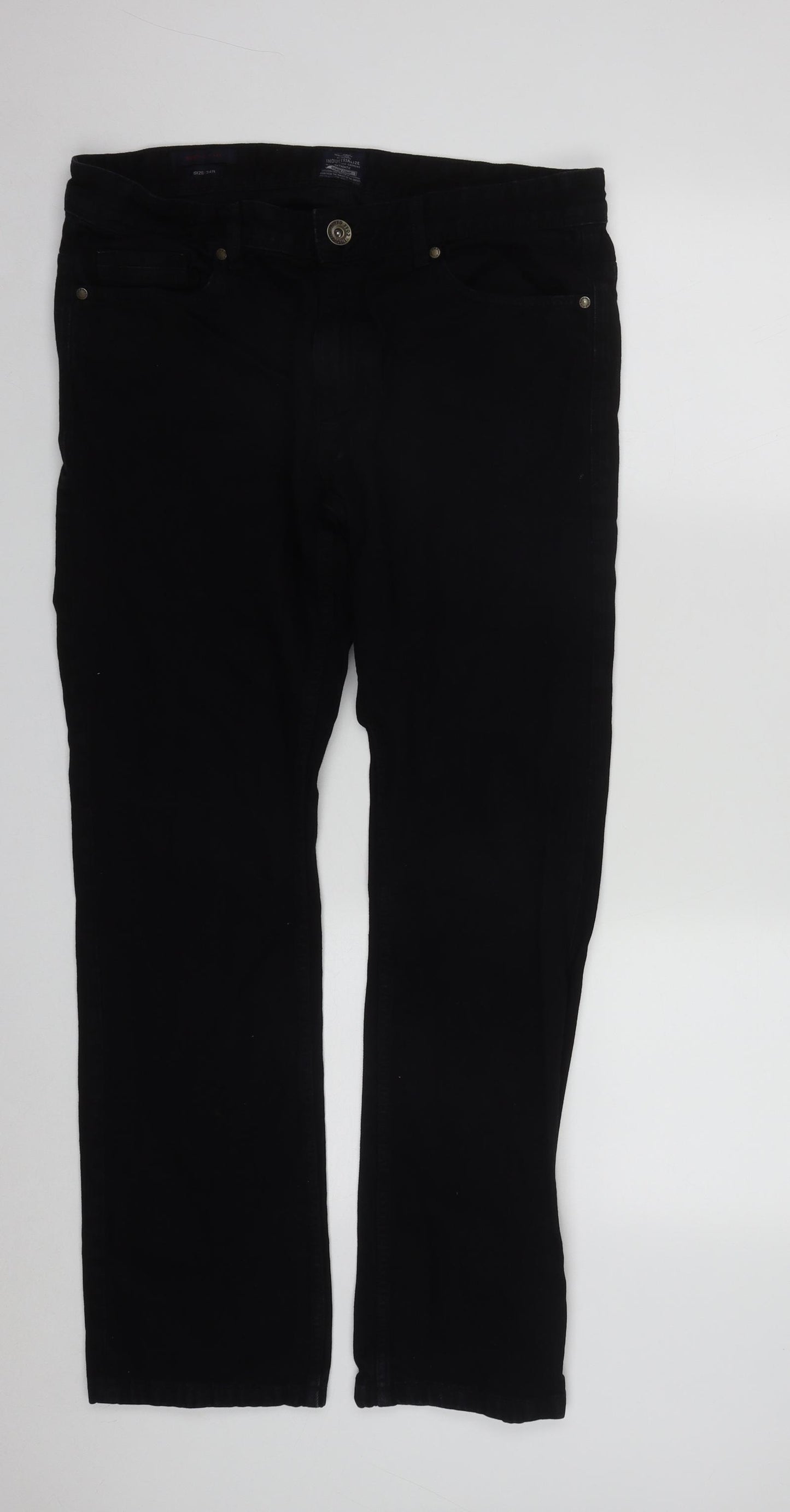 INDUSTRIALIZE Mens Black  Cotton Bootcut Jeans Size 34 in L29 in Regular Zip