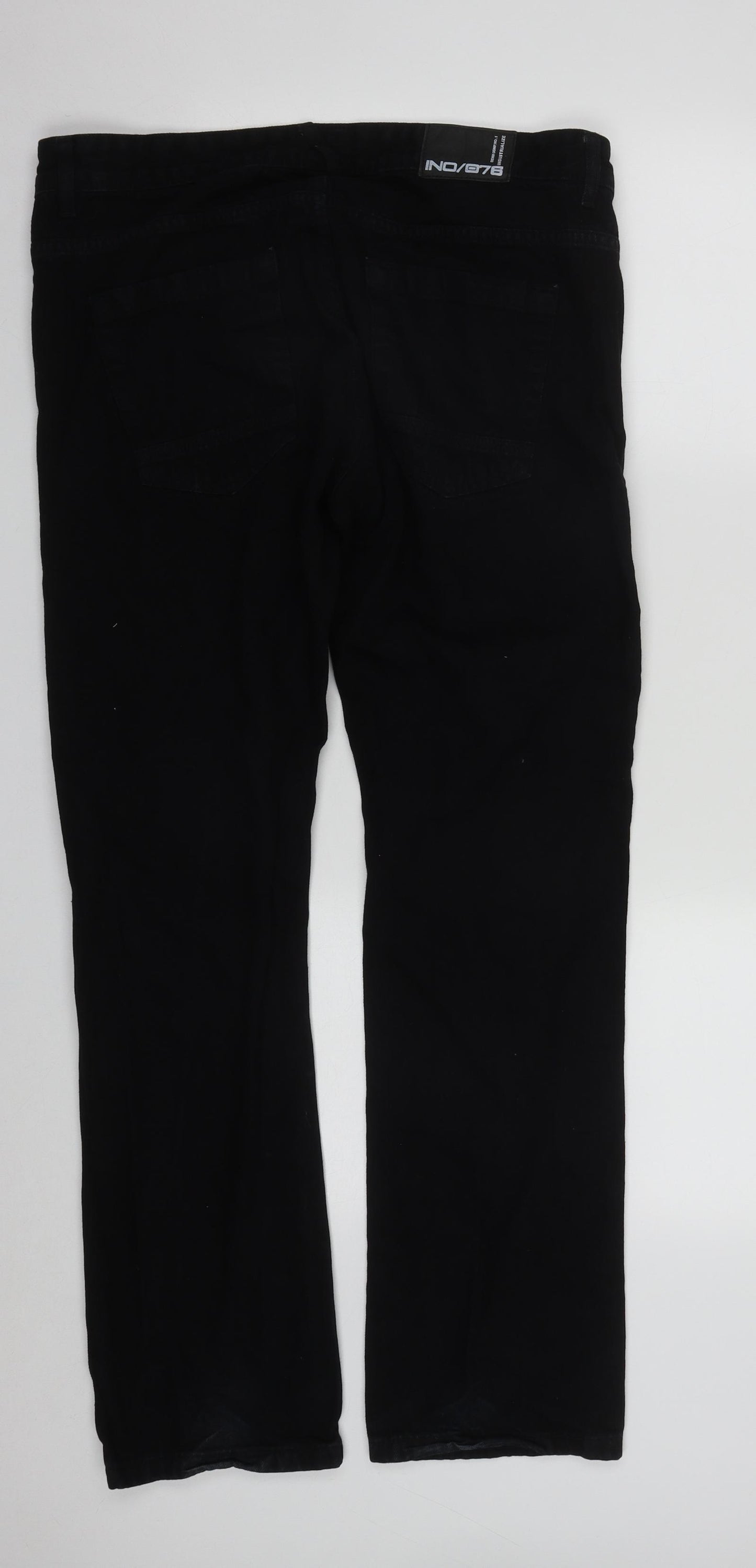 INDUSTRIALIZE Mens Black  Cotton Bootcut Jeans Size 34 in L29 in Regular Zip