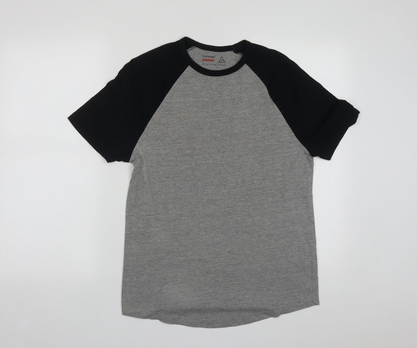 Topman Mens Grey  Cotton  T-Shirt Size XS Round Neck