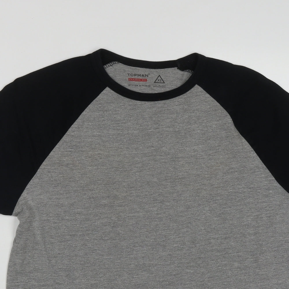 Topman Mens Grey  Cotton  T-Shirt Size XS Round Neck