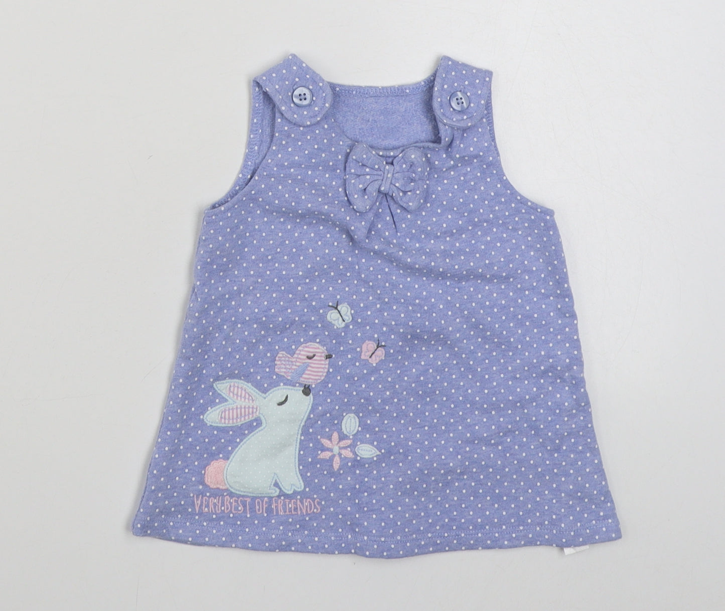 George Girls Blue Polka Dot 100% Cotton Basic Tank Size 3-6 Months Round Neck Button