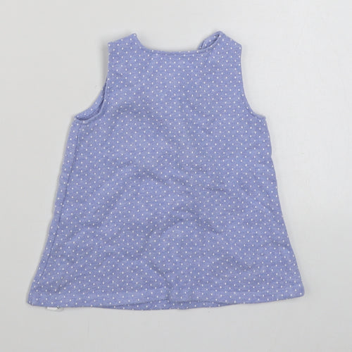 George Girls Blue Polka Dot 100% Cotton Basic Tank Size 3-6 Months Round Neck Button