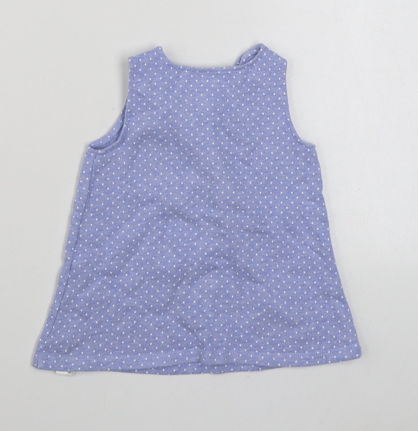 George Girls Blue Polka Dot 100% Cotton Basic Tank Size 3-6 Months Round Neck Button