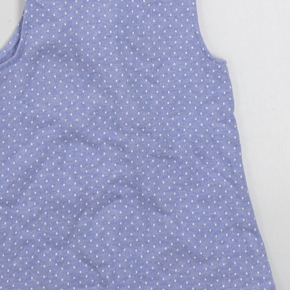 George Girls Blue Polka Dot 100% Cotton Basic Tank Size 3-6 Months Round Neck Button