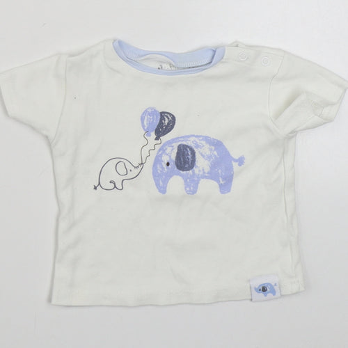 Watch Me Grow Baby White  100% Cotton Basic T-Shirt Size 3-6 Months Round Neck Button