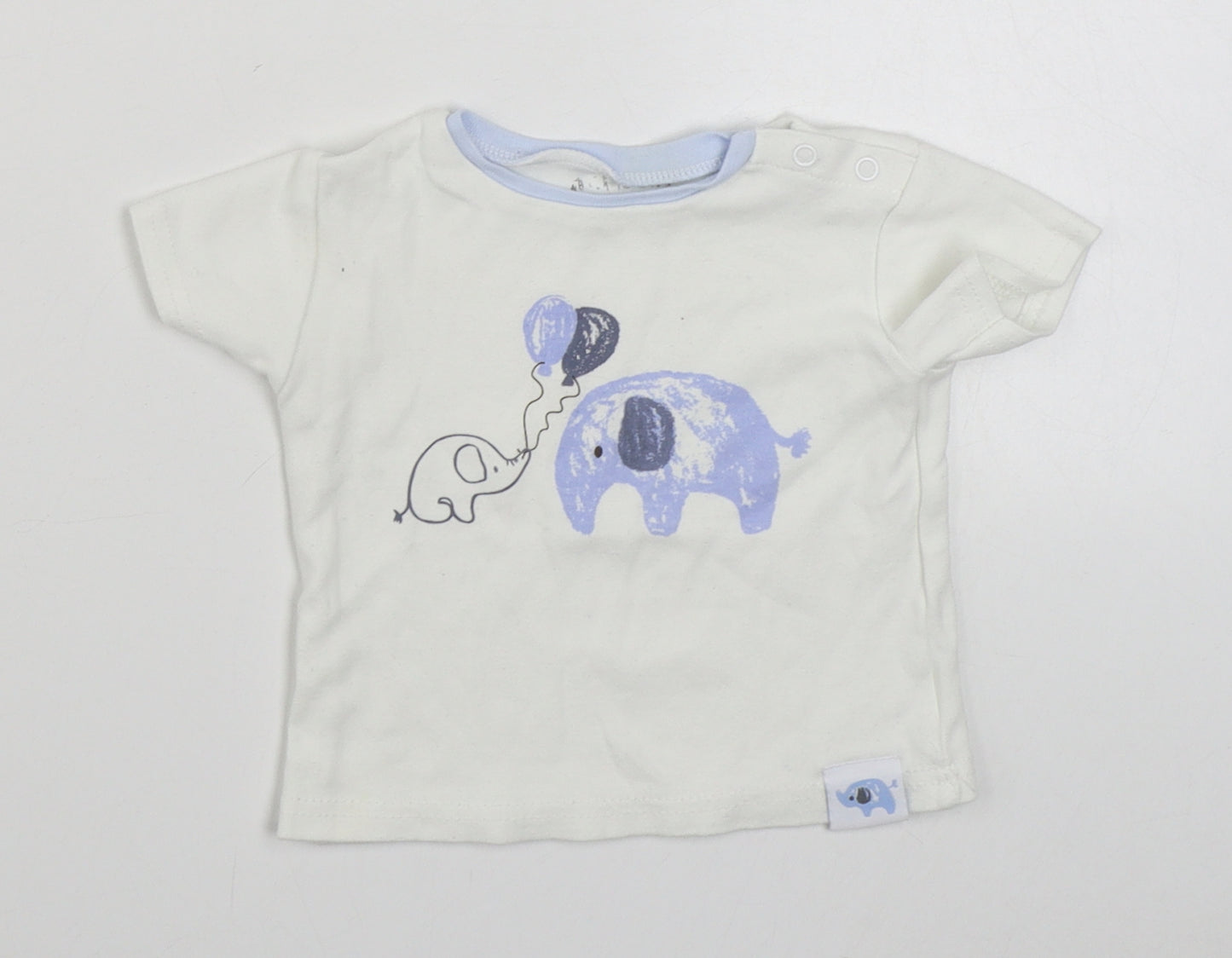 Watch Me Grow Baby White  100% Cotton Basic T-Shirt Size 3-6 Months Round Neck Button