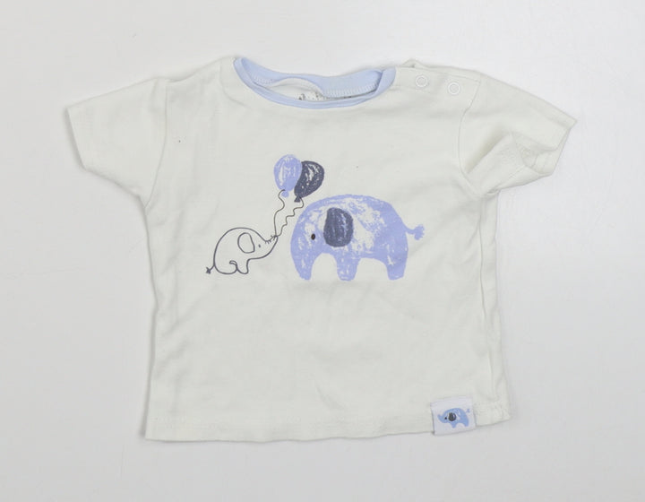 Watch Me Grow Baby White  100% Cotton Basic T-Shirt Size 3-6 Months Round Neck Button