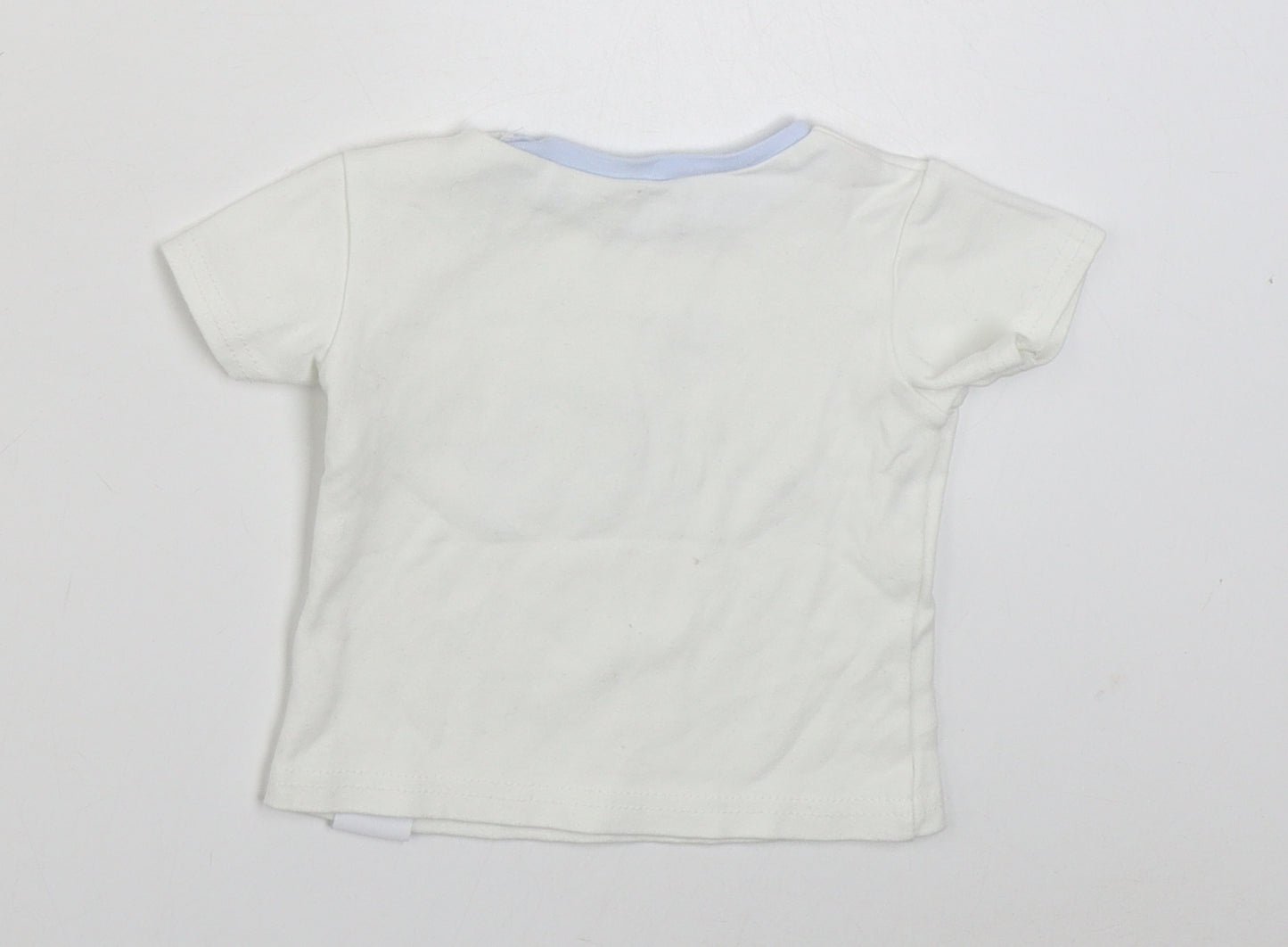 Watch Me Grow Baby White  100% Cotton Basic T-Shirt Size 3-6 Months Round Neck Button