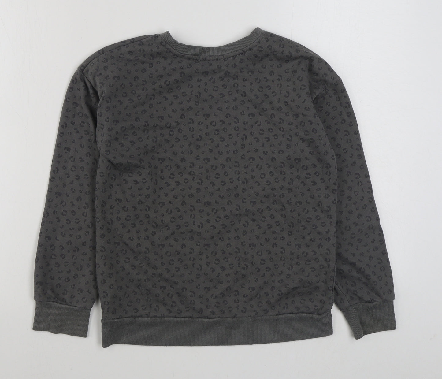 Primark Girls Grey Animal Print Cotton Pullover Sweatshirt Size 10-11 Years  Pullover