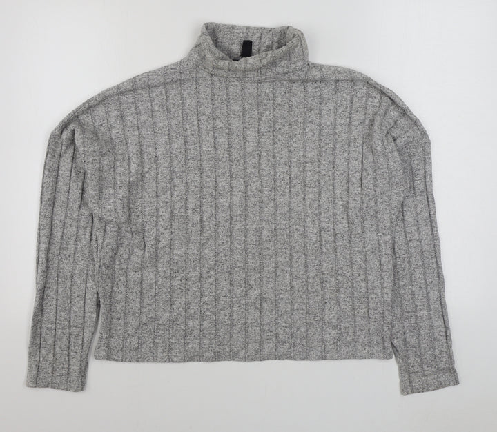 New Look Womens Grey Roll Neck  Viscose Pullover Jumper Size L
