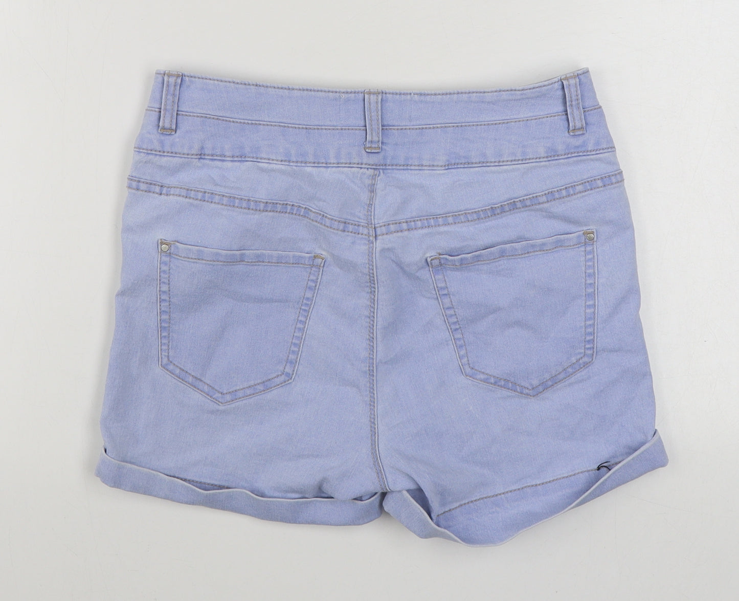 New Look Womens Blue  Cotton Boyfriend Shorts Size 12  Regular Zip
