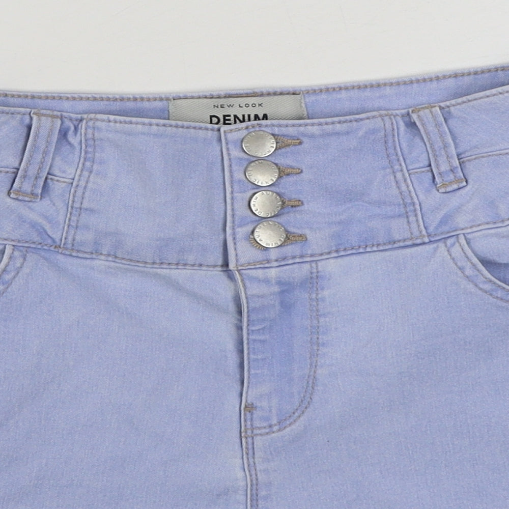 New Look Womens Blue  Cotton Boyfriend Shorts Size 12  Regular Zip