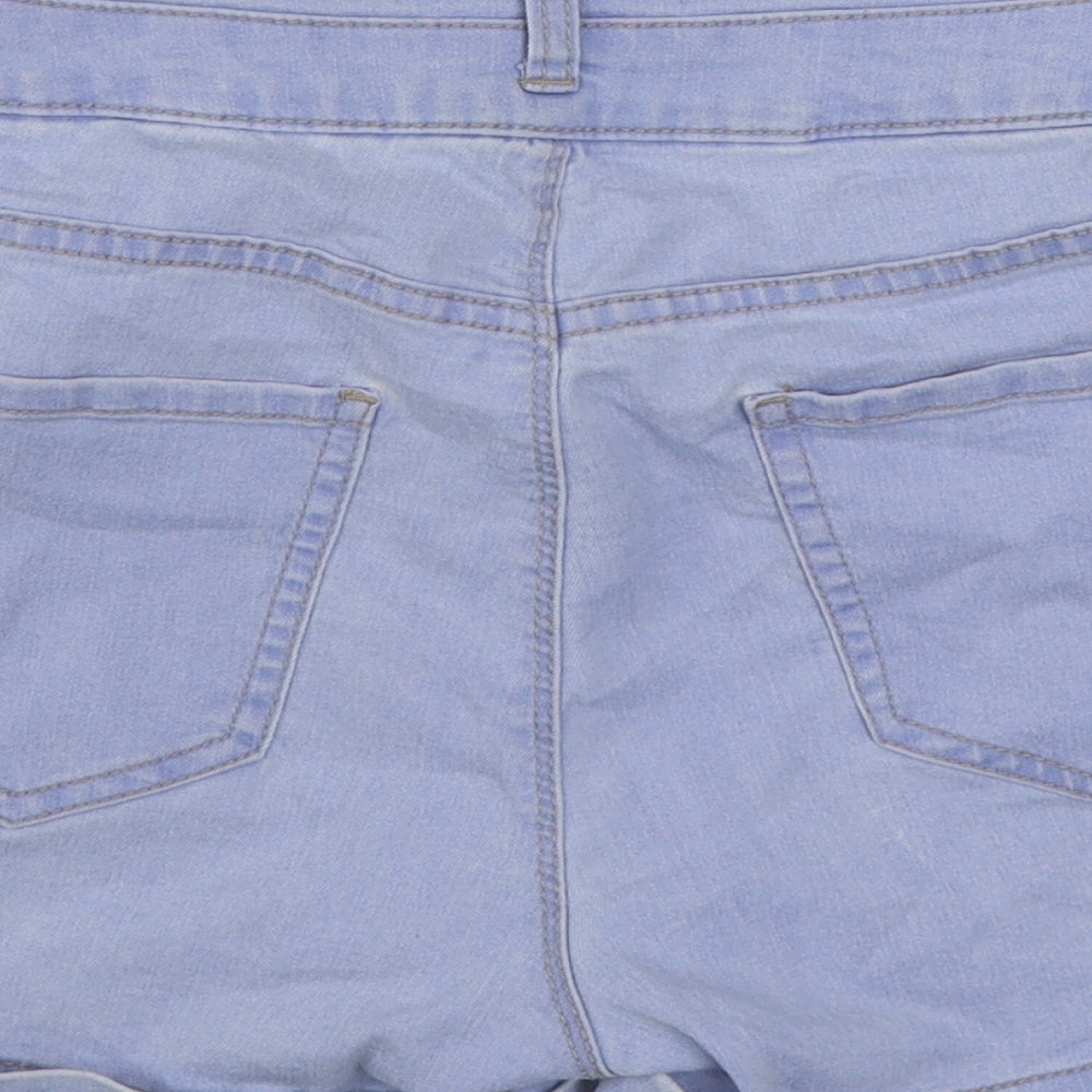 New Look Womens Blue  Cotton Boyfriend Shorts Size 12  Regular Zip
