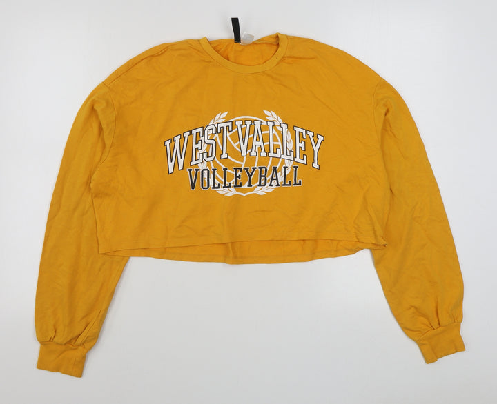H&M Womens Yellow Cotton Pullover Sweatshirt Size M Pullover