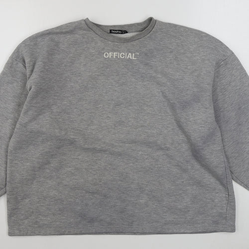Boohoo Womens Grey  Polyester Pullover Sweatshirt Size 8  Pullover