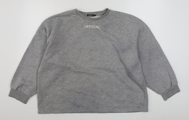 Boohoo Womens Grey Polyester Pullover Sweatshirt Size 8 Pullover