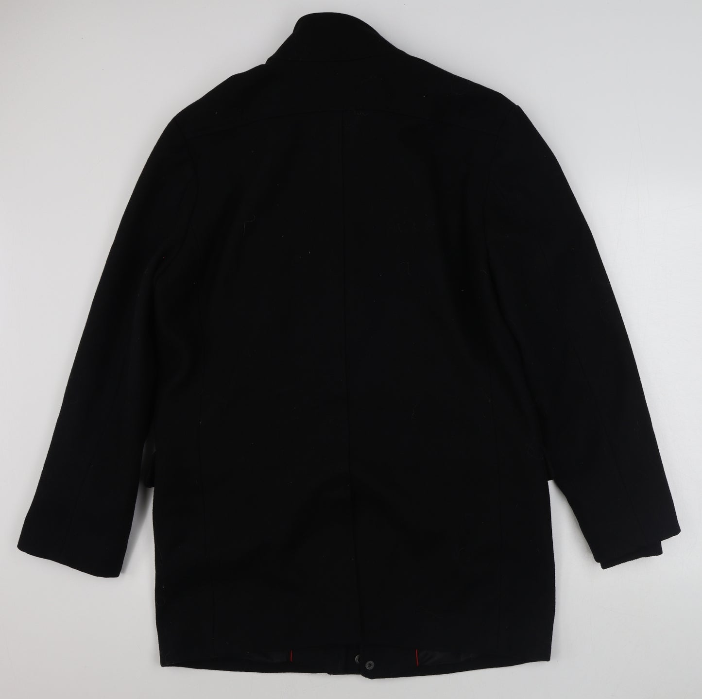 Linea Mens Black   Overcoat Coat Size L  Zip