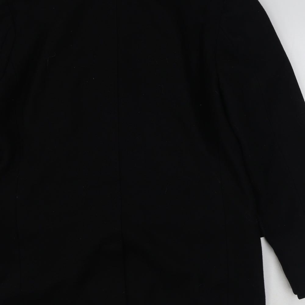 Linea Mens Black   Overcoat Coat Size L  Zip