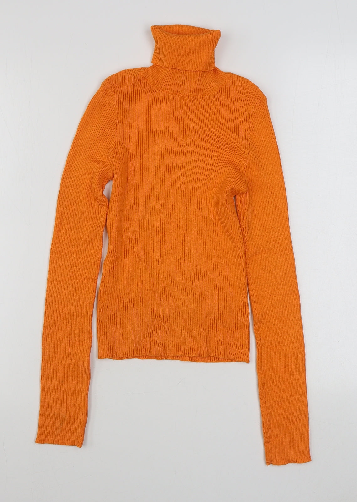 H&M Womens Orange Roll Neck  Viscose Pullover Jumper Size XS