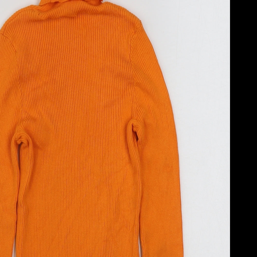 H&M Womens Orange Roll Neck  Viscose Pullover Jumper Size XS
