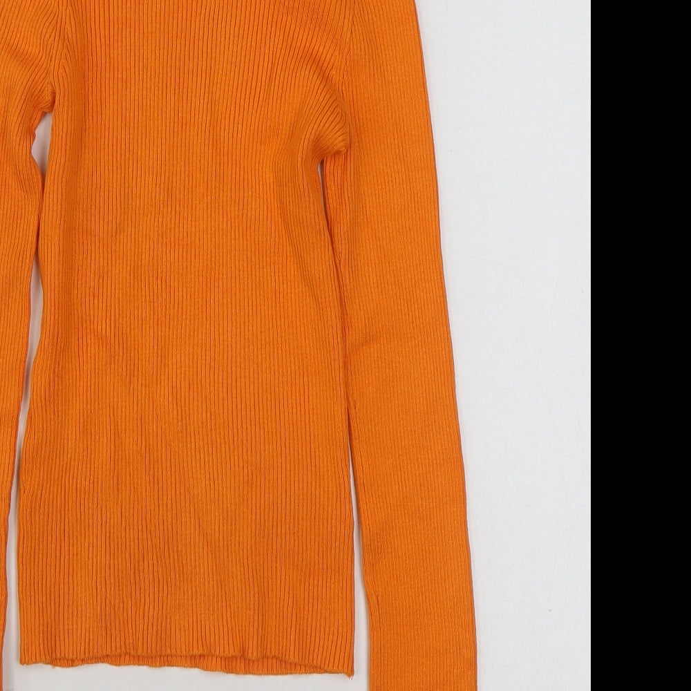 H&M Womens Orange Roll Neck  Viscose Pullover Jumper Size XS