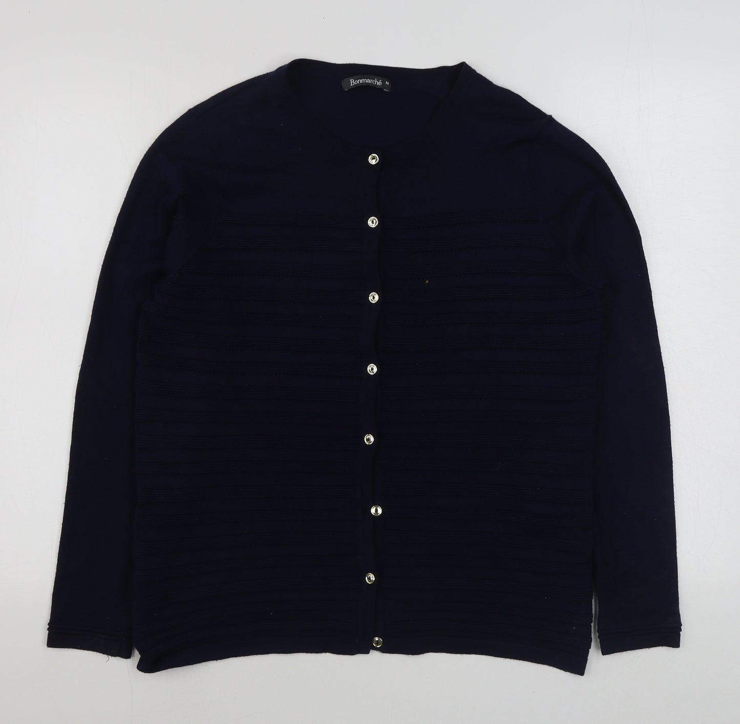 Bonmarché Womens Blue Round Neck  Viscose Cardigan Jumper Size M