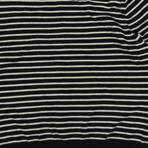 CC Womens Black Boat Neck Striped Viscose Pullover Jumper Size L