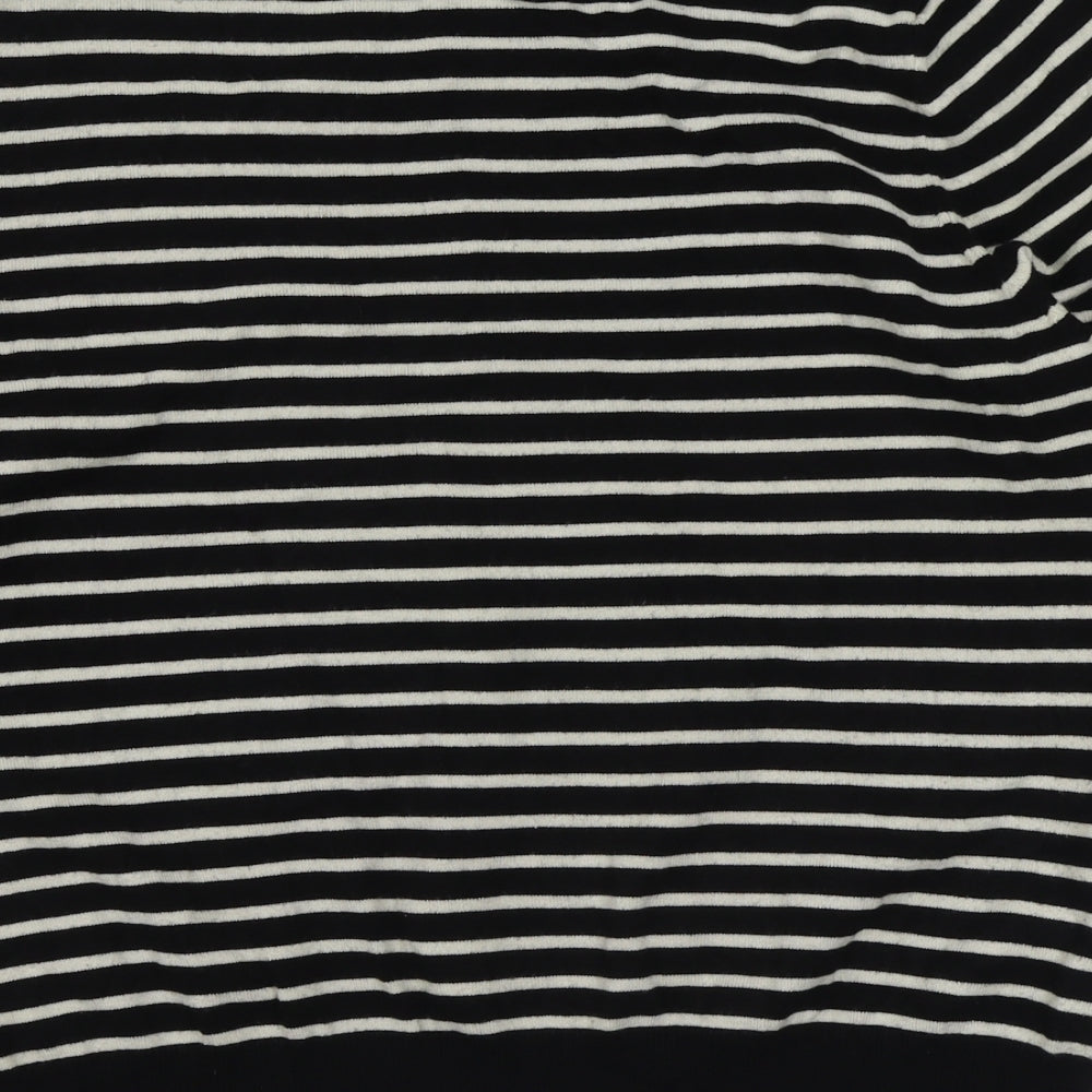 CC Womens Black Boat Neck Striped Viscose Pullover Jumper Size L
