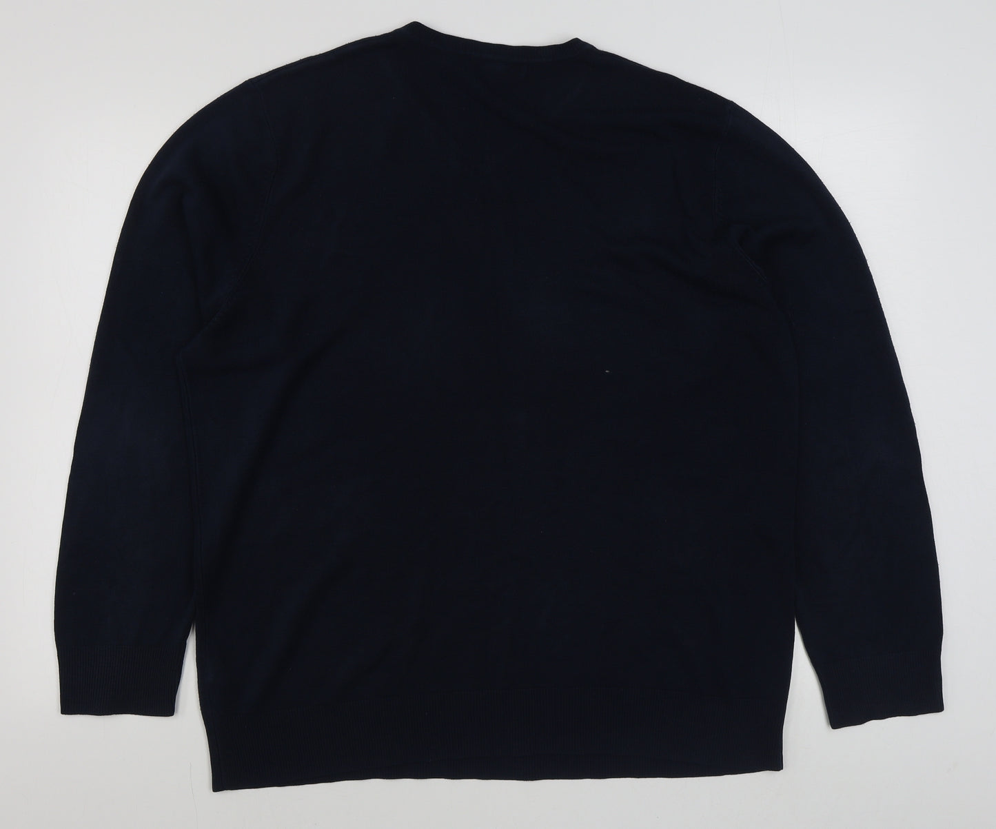 George Mens Blue V-Neck  Acrylic Pullover Jumper Size XL