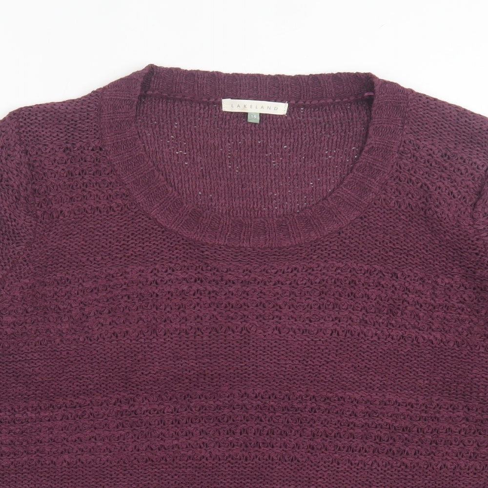Lakeland Womens Purple Crew Neck  Acrylic Pullover Jumper Size 16