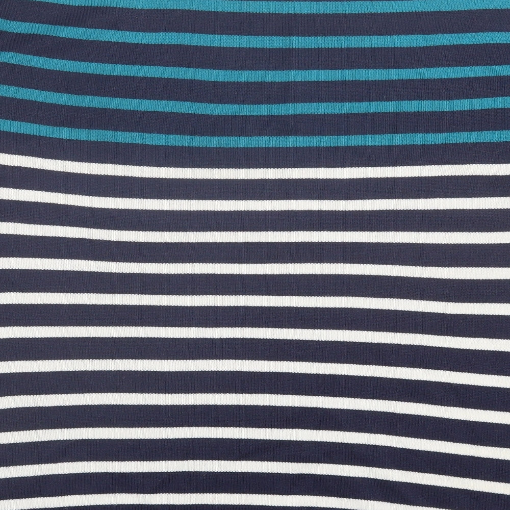 Matalan Womens Blue Boat Neck Striped Acrylic Pullover Jumper Size 18