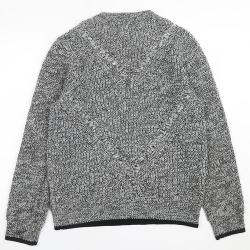 Topman Mens Grey Crew Neck  Acrylic Pullover Jumper Size S