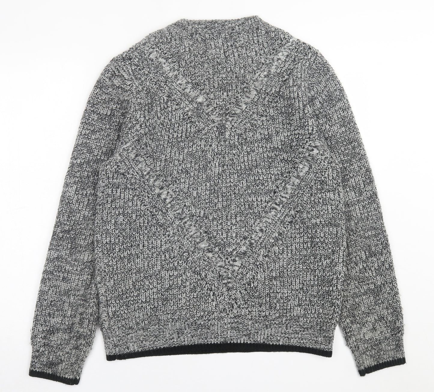 Topman Mens Grey Crew Neck  Acrylic Pullover Jumper Size S