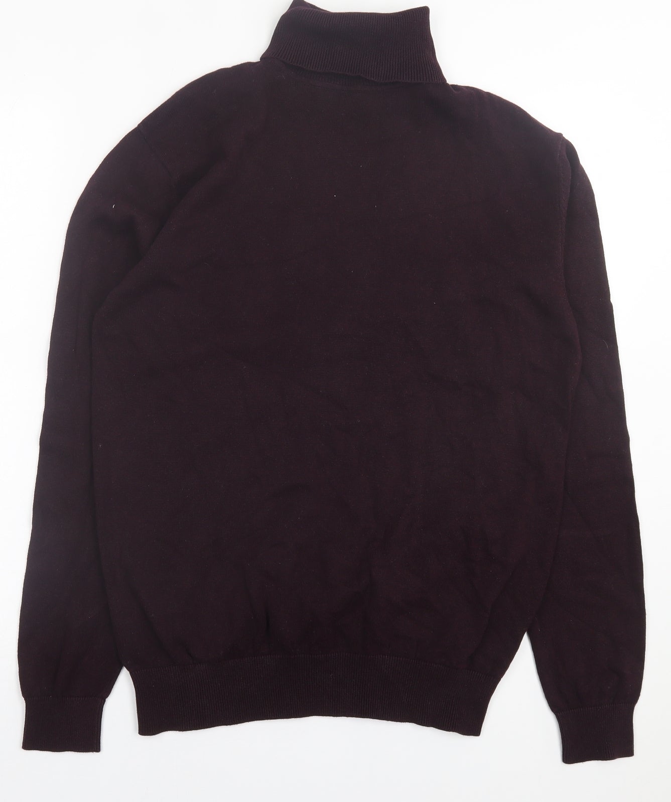 Brave Soul Mens Purple Roll Neck  Cotton Pullover Jumper Size L