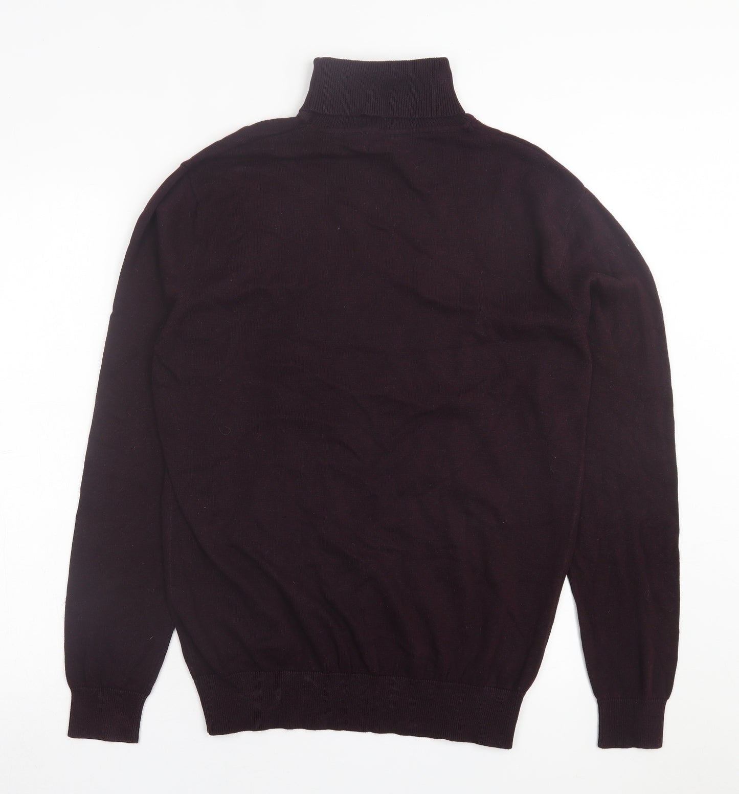 Brave Soul Mens Purple Roll Neck  Cotton Pullover Jumper Size L