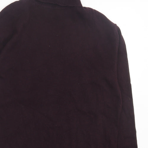 Brave Soul Mens Purple Roll Neck  Cotton Pullover Jumper Size L