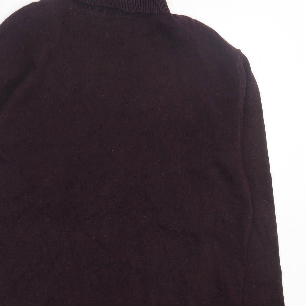Brave Soul Mens Purple Roll Neck  Cotton Pullover Jumper Size L