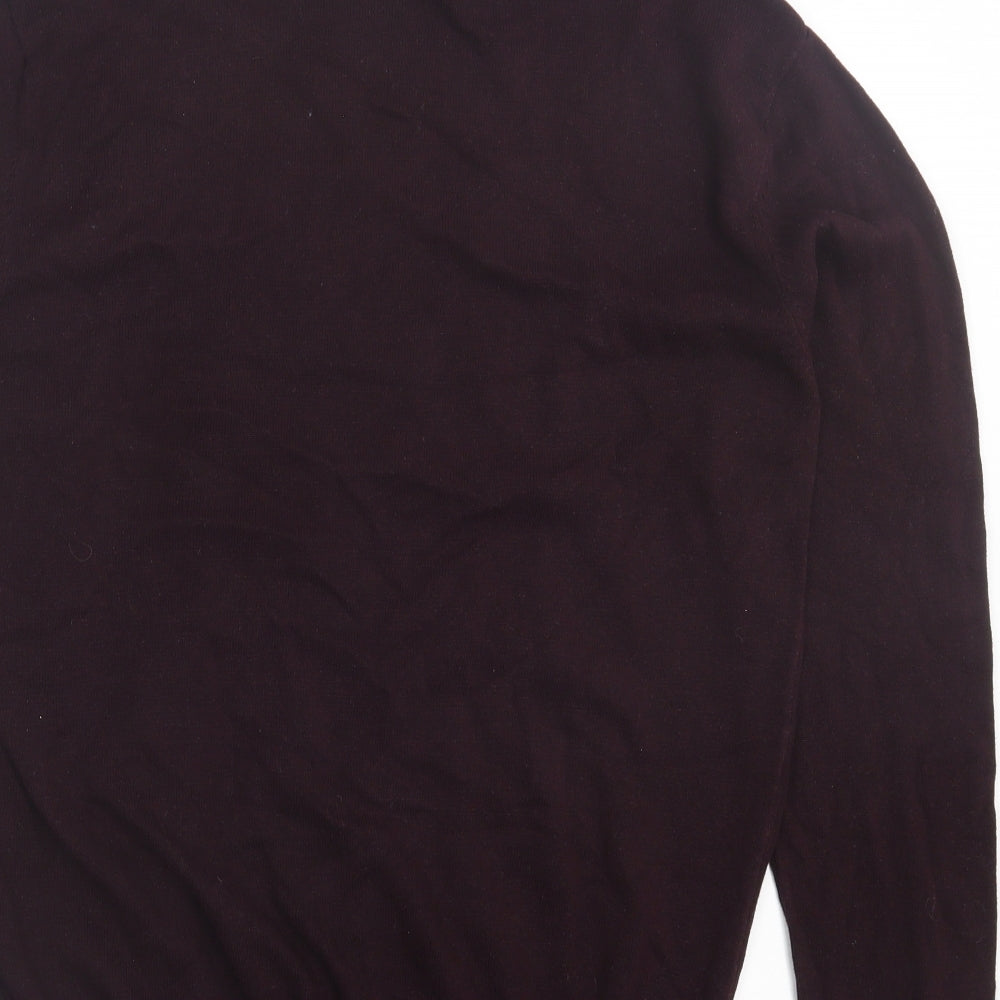 Brave Soul Mens Purple Roll Neck  Cotton Pullover Jumper Size L