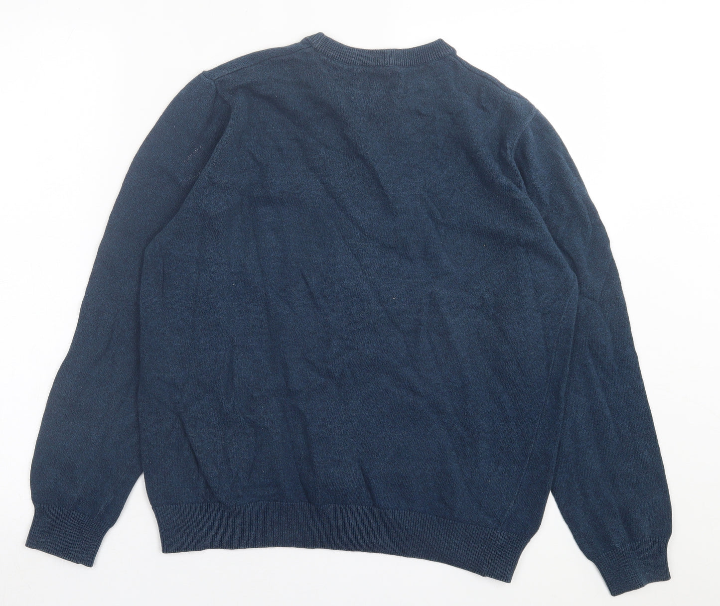 Marks and Spencer Mens Blue Crew Neck  Cotton Pullover Jumper Size M