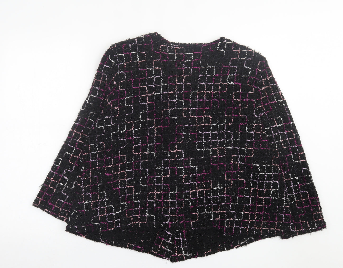 Saloos Womens Purple V-Neck Geometric Acrylic Cardigan Jumper Size 16